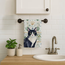 Load image into Gallery viewer, Black and White Tuxedo Cat Coastal Sea Glass Kitchen Towel