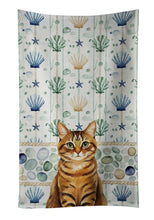 Load image into Gallery viewer, Classic Tabby Brown Cat Coastal Sea Glass Kitchen Towel