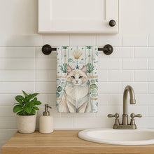 Load image into Gallery viewer, Cream and White Cat Coastal Sea Glass Kitchen Towel