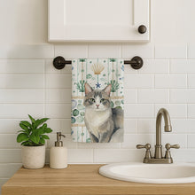 Load image into Gallery viewer, Gray and White Cat Coastal Sea Glass Kitchen Towel