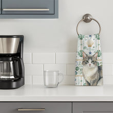 Load image into Gallery viewer, Gray and White Cat Coastal Sea Glass Kitchen Towel