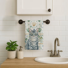 Load image into Gallery viewer, Gray Mackerel Tabby Cat Coastal Sea Glass Kitchen Towel