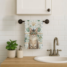 Load image into Gallery viewer, Lynx Point Tabby Cat Coastal Sea Glass Kitchen Towel