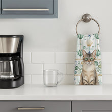 Load image into Gallery viewer, Lynx Point Tabby Cat Coastal Sea Glass Kitchen Towel