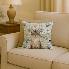 Load image into Gallery viewer, Lynx Point Tabby Cat Coastal Sea Glass Throw Pillow