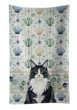 Load image into Gallery viewer, MaineCoon Black and White Cat Coastal Sea Glass Kitchen Towel