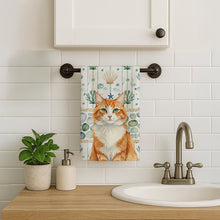 Load image into Gallery viewer, Orange and White Cat Coastal Sea Glass Kitchen Towel