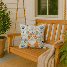 Load image into Gallery viewer, Orange and White Cat Coastal Sea Glass Throw Pillow