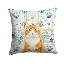 Load image into Gallery viewer, Orange and White Cat Coastal Sea Glass Throw Pillow