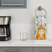 Load image into Gallery viewer, Orange Classic Tabby Cat Coastal Sea Glass Kitchen Towel