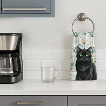 Load image into Gallery viewer, Persian Black Cat Coastal Sea Glass Kitchen Towel