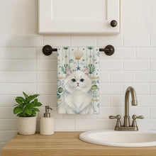 Load image into Gallery viewer, Persian White Cat Coastal Sea Glass Kitchen Towel