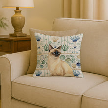 Load image into Gallery viewer, Seal Point Cat Coastal Sea Glass Throw Pillow