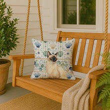 Load image into Gallery viewer, Seal Point Cat Coastal Sea Glass Throw Pillow