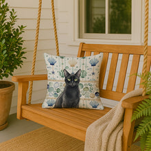 Load image into Gallery viewer, Solid Black Cat Coastal Sea Glass Throw Pillow