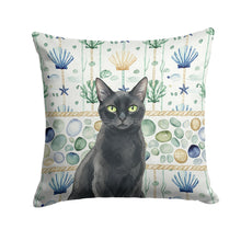 Load image into Gallery viewer, Solid Black Cat Coastal Sea Glass Throw Pillow