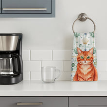 Load image into Gallery viewer, Solid Red Ginger Cat Coastal Sea Glass Kitchen Towel