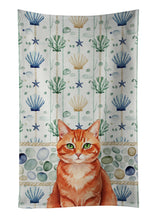 Load image into Gallery viewer, Solid Red Ginger Cat Coastal Sea Glass Kitchen Towel