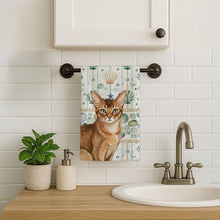Load image into Gallery viewer, Ticked Tabby Brown Cat Coastal Sea Glass Kitchen Towel