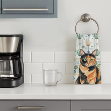Load image into Gallery viewer, Tortoiseshell Cat Coastal Sea Glass Kitchen Towel