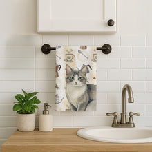 Load image into Gallery viewer, Gray and White Cat Coffee Time Kitchen Towel