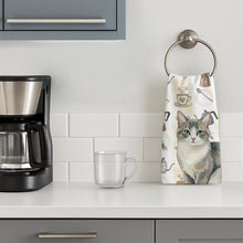 Load image into Gallery viewer, Gray and White Cat Coffee Time Kitchen Towel