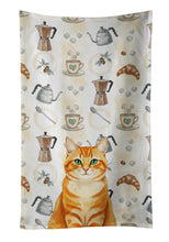 Load image into Gallery viewer, Orange Classic Tabby Cat Coffee Time Kitchen Towel