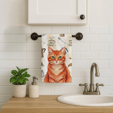 Load image into Gallery viewer, Solid Red Ginger Cat Coffee Time Kitchen Towel