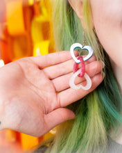 Load image into Gallery viewer, You're Safe With Me-Connected Cotton Candy Heart Earrings