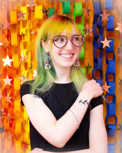 Load image into Gallery viewer, You're Safe With Me-Connected Cotton Candy Heart Earrings