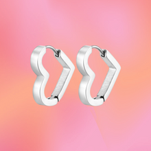Load image into Gallery viewer, "Can I go Where You Go?" Titanium Heart Hoops