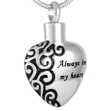 Load image into Gallery viewer, "Always In My Heart" Silver Heart Cremation Necklace