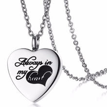 Load image into Gallery viewer, "Always In My Heart" Silver Heart Urn Necklace