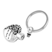 Load image into Gallery viewer, "Always In My Heart" Silver Cremation Urn Keychain