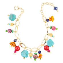 Load image into Gallery viewer, Zion Colorful Stone Charm Golden Bracelet